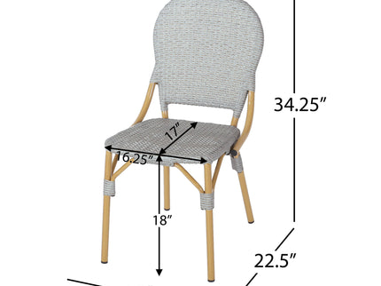 Outdoor Rattan And Aluminum Armless French Bistro Chairs (Set of 2) - Dark Gray