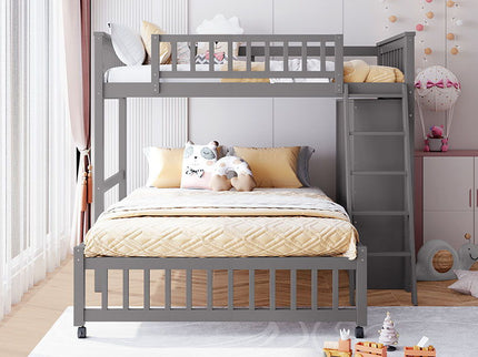 Bunk Bed With 6 Drawers And Flexible Shelves, Bottom Bed With Wheels