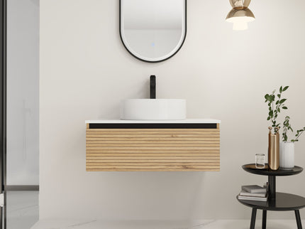 Wall Mounted Bathroom Vanity With Art Sink & 1 Soft Close Drawer