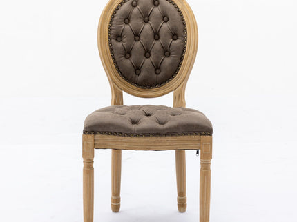 French Style Solid Wood Frame Antique Painting, Hand-Pulled Buckle Decoration Artificial Dining Chair With Nailhead Trim, Wood Legs