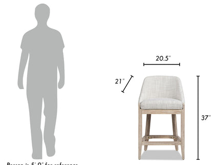 Newport - Coastal Curved Back Upholstered Counter Stool - Two Tone Neutral Gray