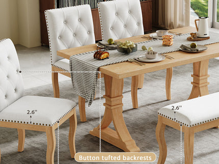 Dining Set With Bench, 6 Piece