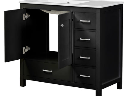 Bathroom Vanity With Sink Combo, 2 Soft Close Doors And 5 Drawers