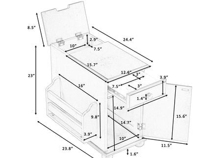 Vintage Flip Top Side Table With USB Ports