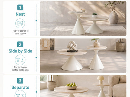 2 Piece Coffee Round Table Set