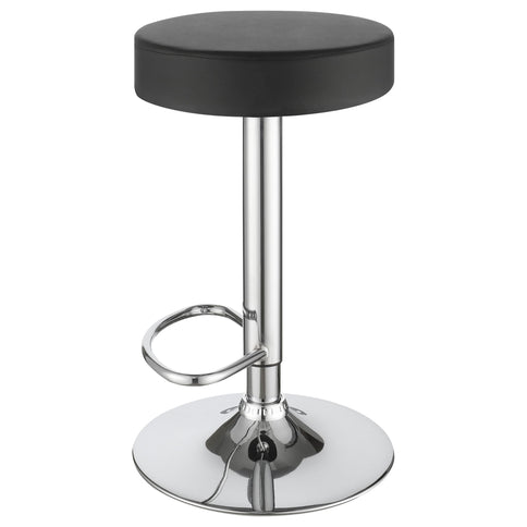 Adjustable Hydraulic Bar Stool With Base And Padded Seat - Black / Silver