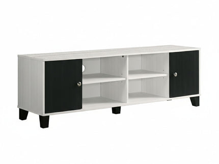 2 Tone TV Stand With Open Shelving And Concealed Storage Living Room Furniture - Black / White