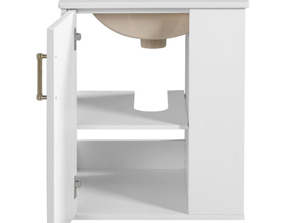 Wall Mounted Bathroom Cabinet With Side Shelf Combo, Vanity With Sink - White
