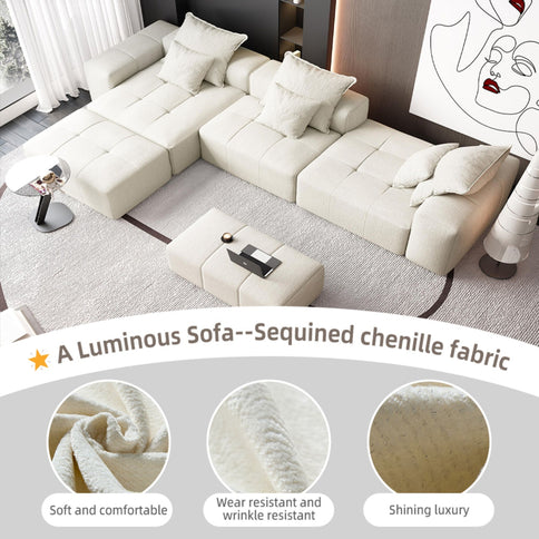 Modern Oversized Diy Combination Modular Sectional Sofa With Pillows