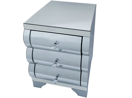 Nightstand With 3 Drawers, Bedside Table For Bedroom - Silver