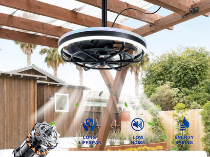 Ceiling Fan Light LED Light Source And Remote Control, 3000 - 6500K Dimmable LED Fan Light, 6 Speeds, For Living Room - Matte Black