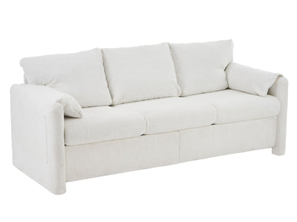 Modern 3 Seater Sofa Chenille Couch Plush Triple Seater Sofa With High Density Foam Cushions, Deep Seat Living Room Couch For Family Room, Apartment & Home Theater - Ivory White