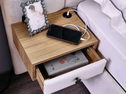 Upholstered Hydraulic Platform Bed With Storage Shelves, Reading Lamps, USB Port