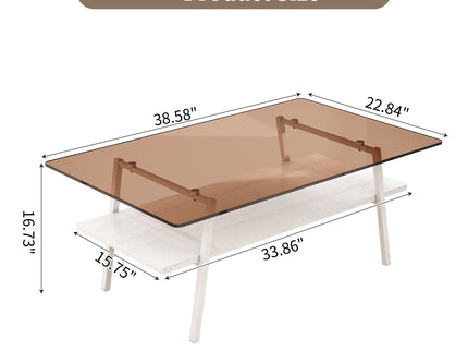 Rectangle Coffee Table, Tempered Glass Tabletop Modern Table For Living Room