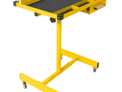 Adjustable Tear Down Work Table With Drawer For Garages, Repair Shops, And Diy, Portable, (4) 2.5" Swivel Casters, 220 Pound Capacity, Rubber Corners, Heavy Duty Steel