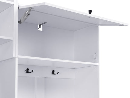 Wide Hall Tree With Shoe Storage, 4 In 1 Entryway Bench With 8 Cubbies, 7 Coat Hooks & Adjustable Shelf For Hallway - White