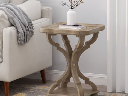 French Country Accent Table With Hourglass Design - Natural