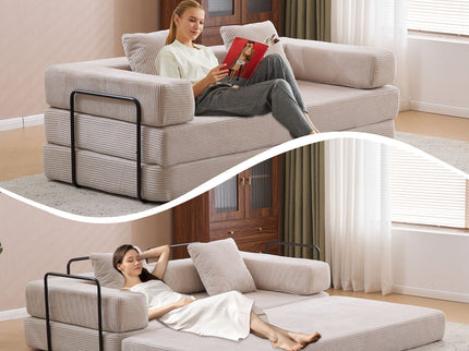 Floor Couch, Convertible Floor Sofa Bed With Pillow Back Support Armrest
