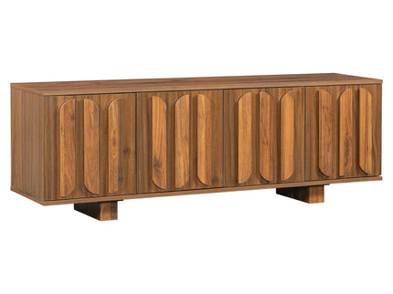 Farmhouse TV Stand, Storage Media Console With Adjustable Shelves & 3 Cable Holes