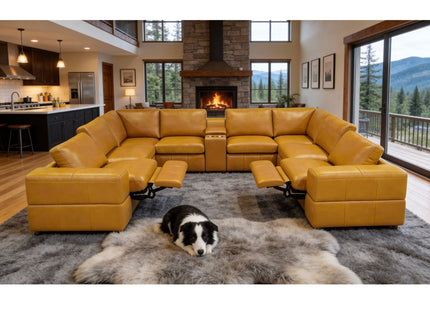 Upholstered Large Arms Sectional With Recliner Seats