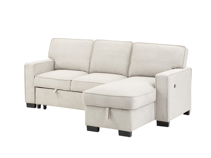 Estelle - Fabric Reversible Sleeper Sectional With Storage Chaise Drop-Down Table 2 Cup Holders And 2 USB Ports