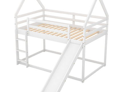 House Shape Bunk Bed With Slide And Ladder