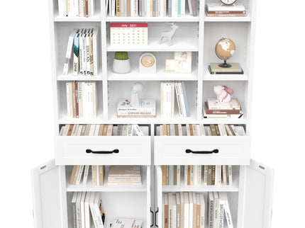 Industrial Bookcase Tall With Adjustable Shelves, Drawers & Doors
