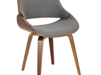 Folia - 3 Piece Dining Set Round Fabrizzi Mid-Century Modern - Walnut / Gray