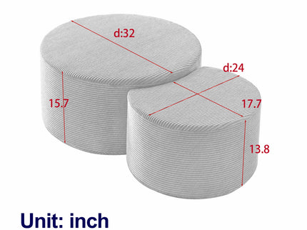 Modern Upholstered Round Coffee Table For Living Room (Set of 2)
