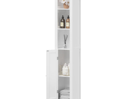 Slim Tall Bathroom Storage Cabinet With Adjustable Shelves, Anti Tip Freestanding Cabinet - White