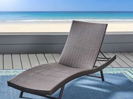 Kauai - Modern Style Pe Wicker Chaise Lounge - Brown Multi