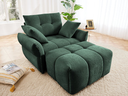 Ergonomic Single Seater Sofa With Ottoman, High Resilience Support Cushions