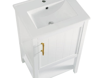 Modern Bathroom Vanity With Sink, Soft-Closing Door And Open Shelf