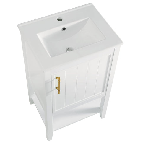 Modern Bathroom Vanity With Sink, Soft-Closing Door And Open Shelf