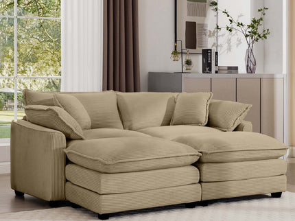 Oversized Modular Cushion Sofa With Ottoman, Low Back, Deep Seating Sofa Set
