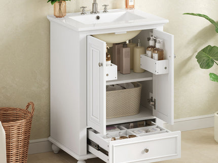 Modern Bathroom Vanity With Sink, Cabinet With Drawer And Dividers, Rectangular Storage Unit