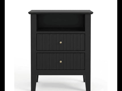 Fluted Nightstand With 2 Drawers
