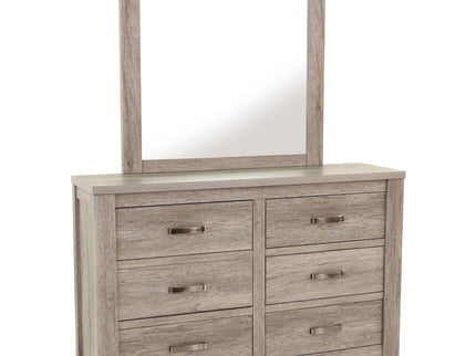 1 Piece Dresser With Handles, 6 Drawers - Light Gray