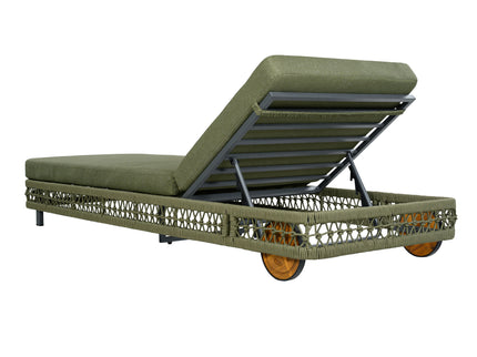 Outdoor Chaise Lounge & Wheels, 5 Position Adjustable Backrest