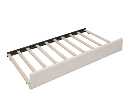 Queen Size Upholstered Platform Bed With USB And Twin Trundle - Beige
