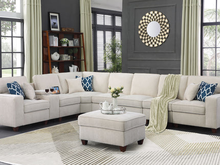 Ted - Sectional Sofa With Ottoman - Beige