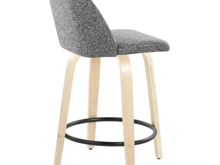 Toriano - Contemporary, Fixed Height Counter Stool With Swivel And Round Footrest (Set of 2)