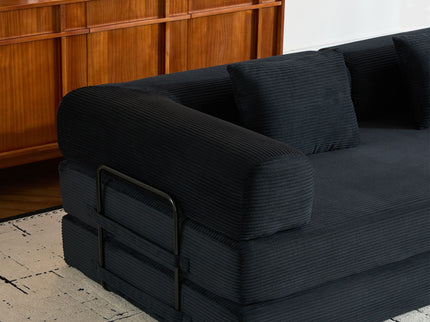 Convertible Sleeper Sofa Bed With Cylindrical Pillow, With Fixed Shape Frame