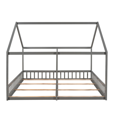 House Platform Beds, 2 Shared Beds, Metal Frame With Guardrails