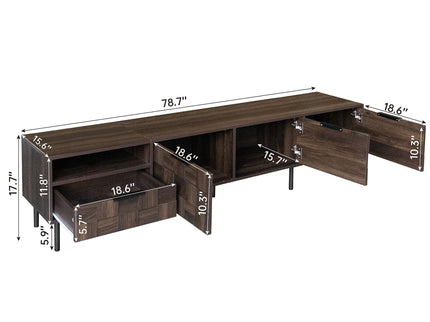 78" TV Stand With Storage Cabinets For Living Room - Walnut