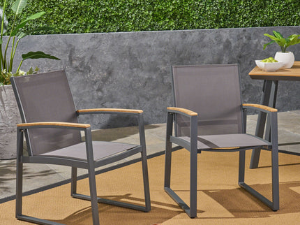 Aresha - Metal Outdoor Dining Armchair (Set of 2) - Gray