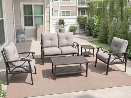 Patio Furniture Set With Coffee Table And Cushions For Backyard