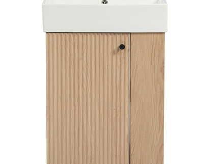 Bathroom Vanity With Sink, Freestanding Wood Grain Cabinet With Storage