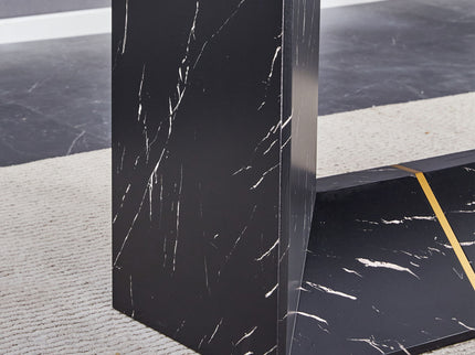 Modern Dining Table With Marbled Design For Luxurious Elegance - Black