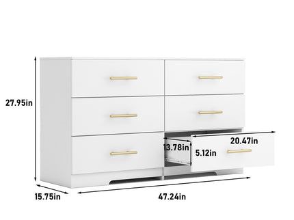 Large 6 Drawers Chest Of Drawer Dressers Table With Handle